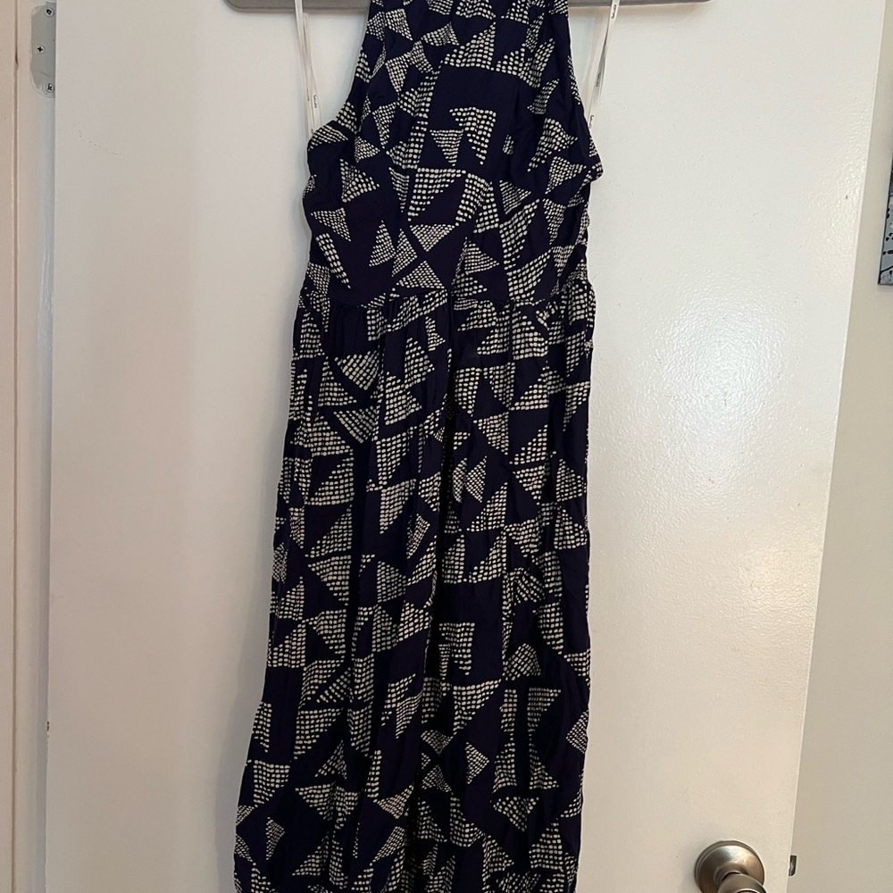 Splendid Halter Geometric Patterned Navy Dress - image 1